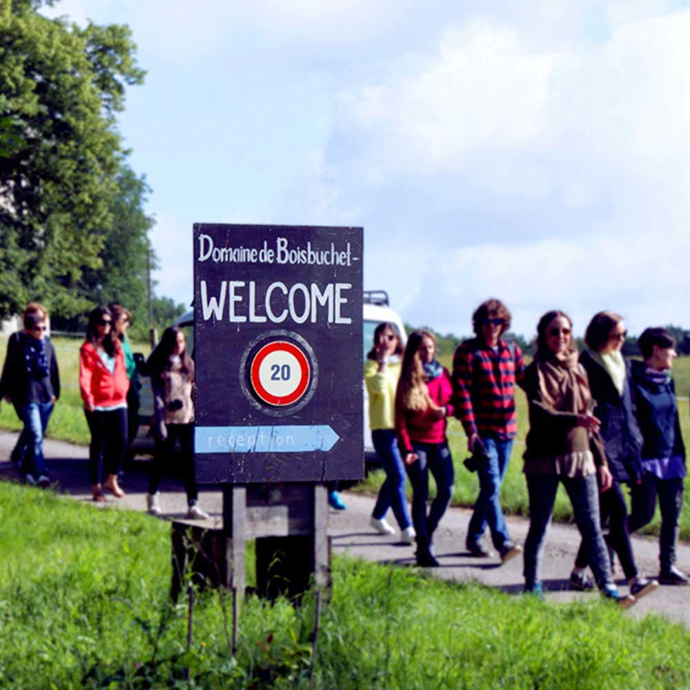 A guided tour of design students visiting Boisbuchet